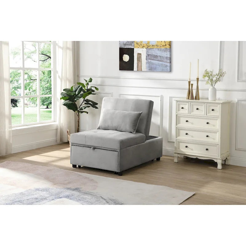 Divano letto pieghevole in ottomana - Grigio