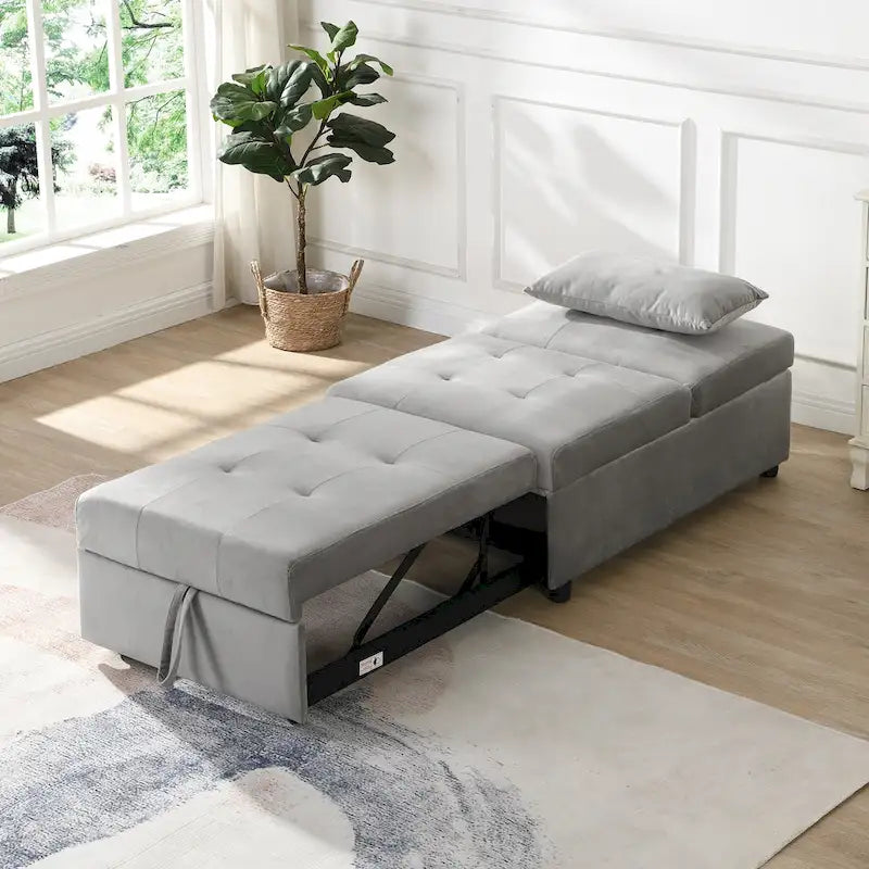 Divano letto pieghevole in ottomana - Grigio