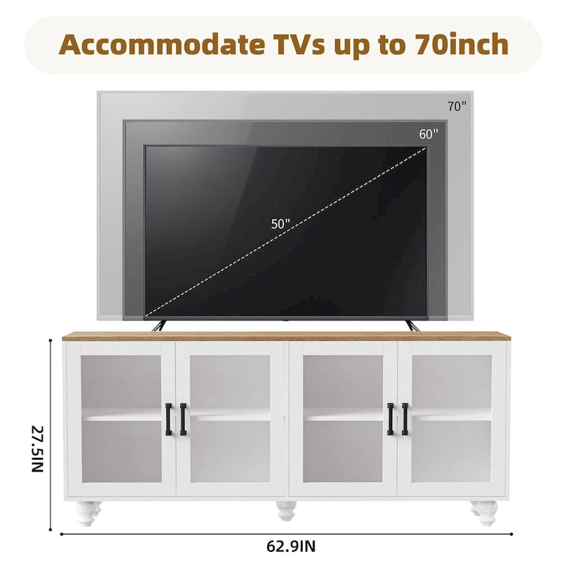 Mobile TV con ripiani regolabili per TV fino a 70 pollici, Centro di intrattenimento con librerie per soggiorno