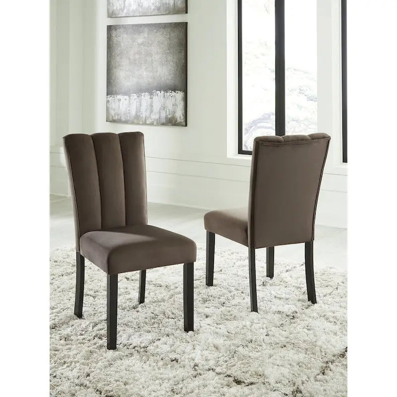  Zendalia Brown/Black Dining Upholstered Side Chair (Set of 2) - 19.5 W x 23.25 D x 38.5 H