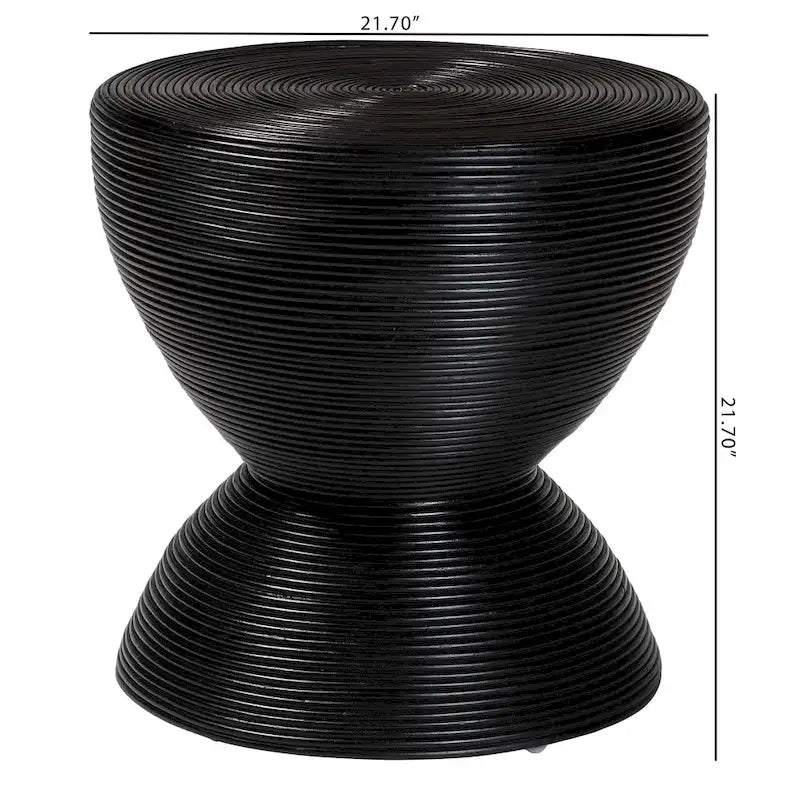 Tavolino in rattan naturale laminato Tokyo - Tavolino a clessidra con design scultoreo, stile boho chic per il soggiorno
