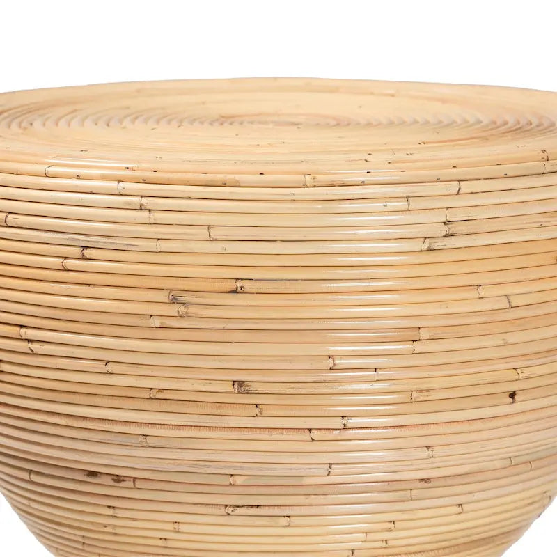 Tavolino in rattan naturale laminato Tokyo - Tavolino a clessidra con design scultoreo, stile boho chic per il soggiorno