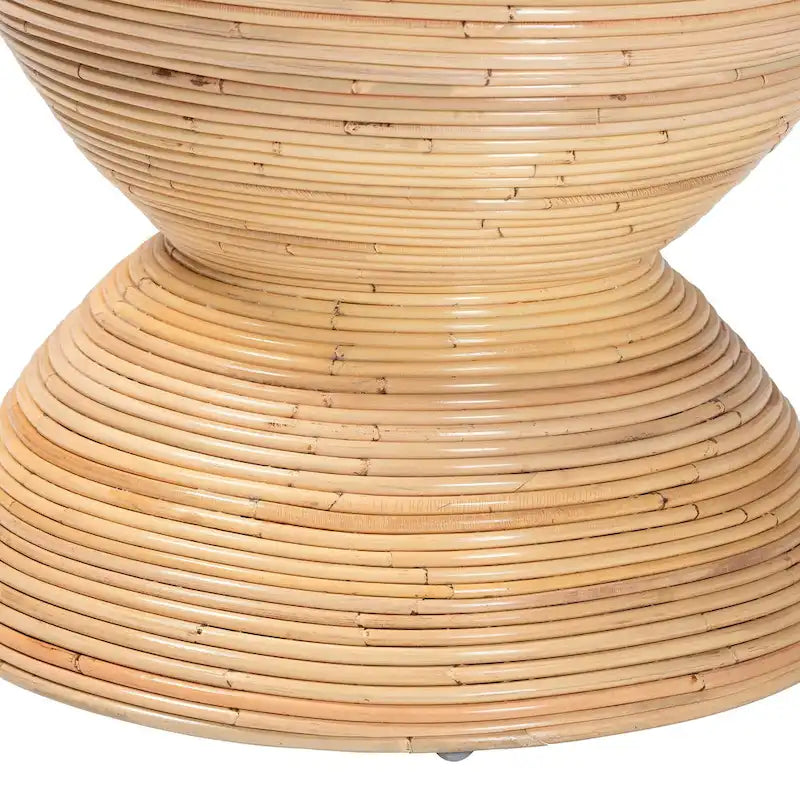 Tavolino in rattan naturale laminato Tokyo - Tavolino a clessidra con design scultoreo, stile boho chic per il soggiorno