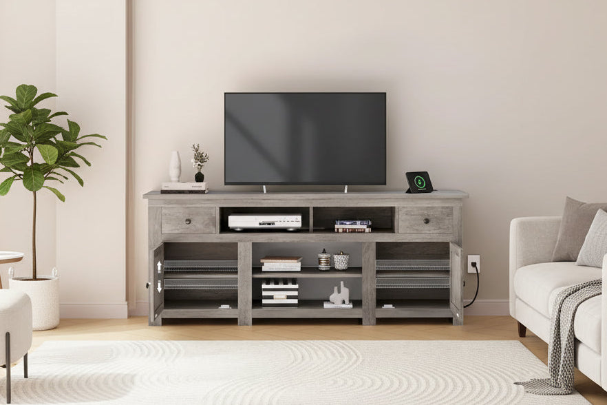 Farmhouse TV Stand W/ Storage Drawer for TVs Up to 80 - 73 inches