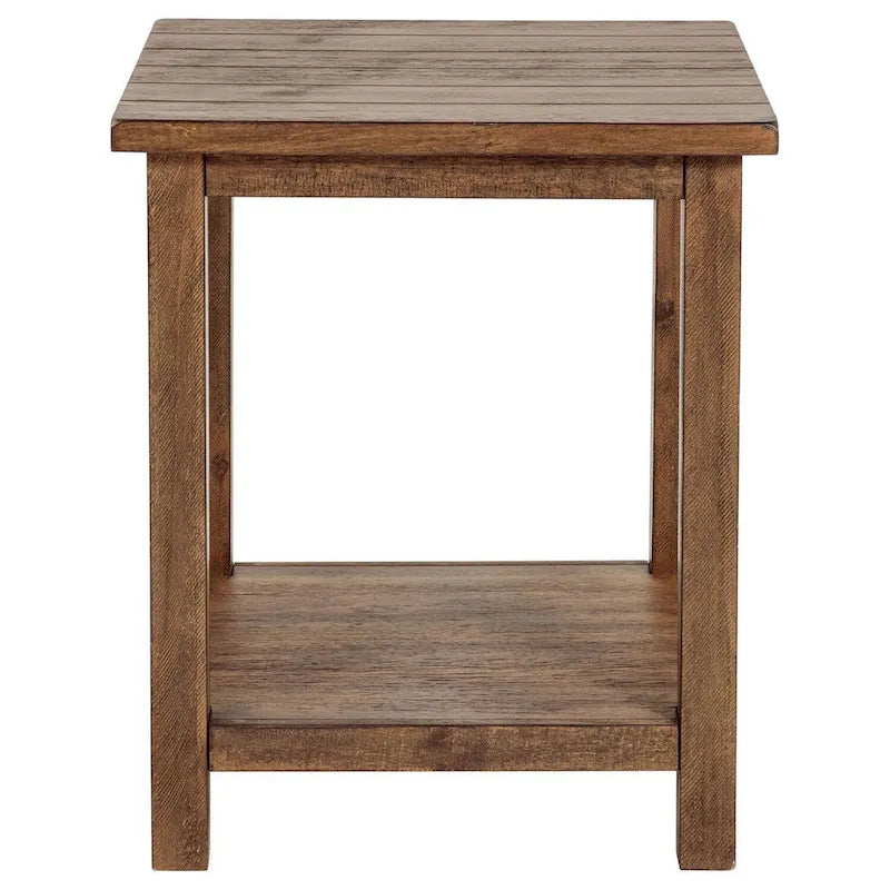 Tavolino Ayne, 1 ripiano, legno marrone anticato, quadrato 20 pollici