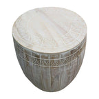 Tavolino Serenity con piano rotondo da 16 pollici, in legno di mango bianco anticato