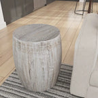 Tavolino Serenity con piano rotondo da 16 pollici, in legno di mango bianco anticato