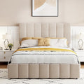 Letto imbottito con sistema di sollevamento idraulico e vano contenitore
