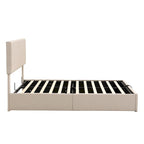 Letto imbottito con sistema di sollevamento idraulico e vano contenitore