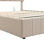 Letto imbottito con sistema di sollevamento idraulico e vano contenitore