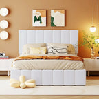 Letto imbottito con sistema di sollevamento idraulico e vano contenitore