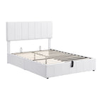 Letto imbottito con sistema di sollevamento idraulico e vano contenitore