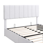 Letto imbottito con sistema di sollevamento idraulico e vano contenitore