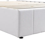 Letto imbottito con sistema di sollevamento idraulico e vano contenitore