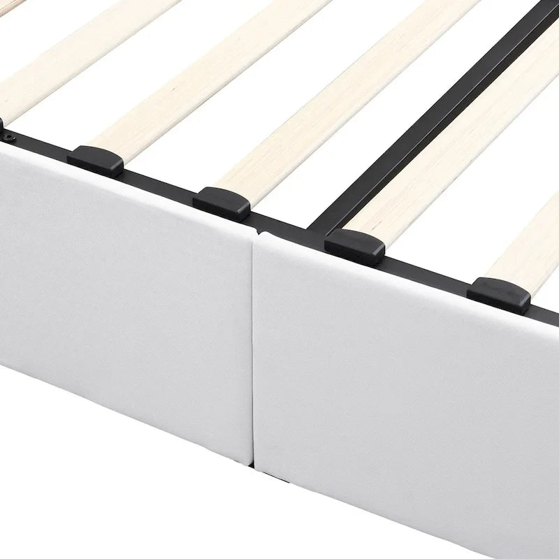 Letto imbottito con sistema di sollevamento idraulico e vano contenitore