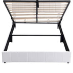 Letto imbottito con sistema di sollevamento idraulico e vano contenitore