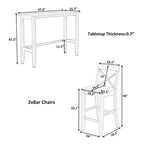 Set da pranzo da 3 pezzi in stile rustico con tavolo rettangolare e 2 sedie