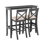Set da pranzo da 3 pezzi in stile rustico con tavolo rettangolare e 2 sedie