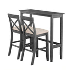 Set da pranzo da 3 pezzi in stile rustico con tavolo rettangolare e 2 sedie