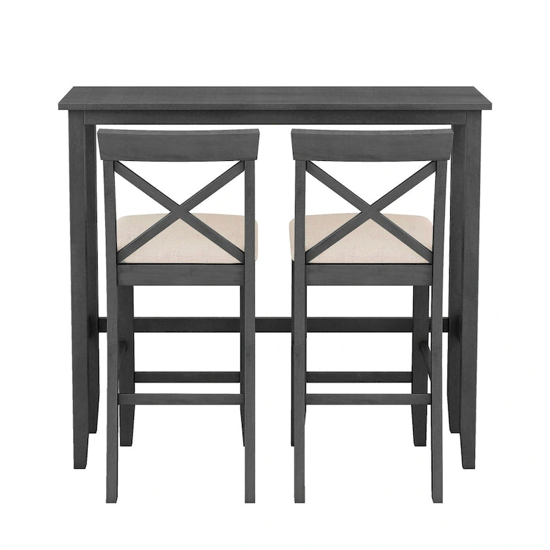 Set da pranzo da 3 pezzi in stile rustico con tavolo rettangolare e 2 sedie