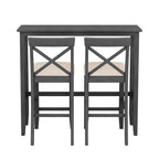 Set da pranzo da 3 pezzi in stile rustico con tavolo rettangolare e 2 sedie