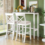 Set da pranzo da 3 pezzi in stile rustico con tavolo rettangolare e 2 sedie