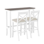 Set da pranzo da 3 pezzi in stile rustico con tavolo rettangolare e 2 sedie