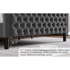 Letto a piattaforma moderno King Size in velluto con testiera imbottita