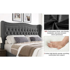 Letto a piattaforma moderno King Size in velluto con testiera imbottita