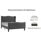 Letto a piattaforma moderno King Size in velluto con testiera imbottita