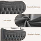 Letto a piattaforma moderno King Size in velluto con testiera imbottita