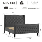 Letto a piattaforma moderno King Size in velluto con testiera imbottita