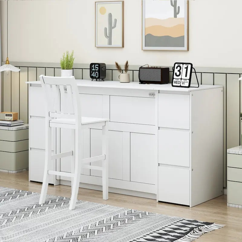Letto a scomparsa con cassetti, armadietti e porte USB