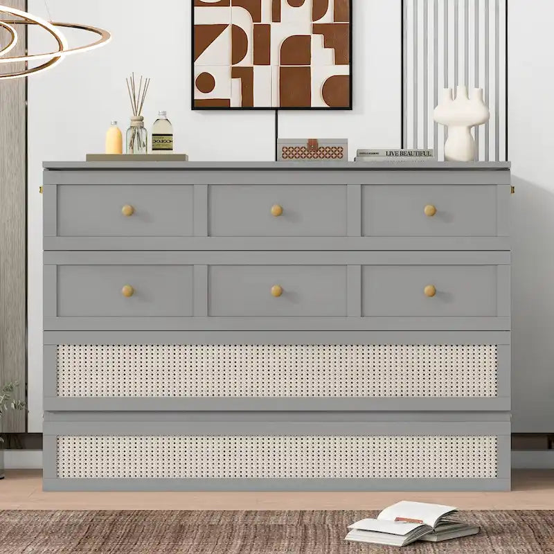 Letto a scomparsa matrimoniale grigio con contenitore versatile e ampi cassetti