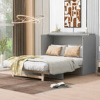 Letto a scomparsa matrimoniale grigio con contenitore versatile e ampi cassetti