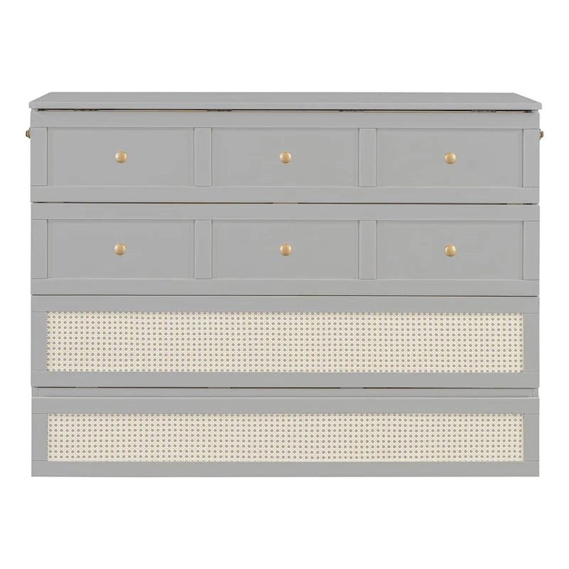 Letto a scomparsa matrimoniale grigio con contenitore versatile e ampi cassetti
