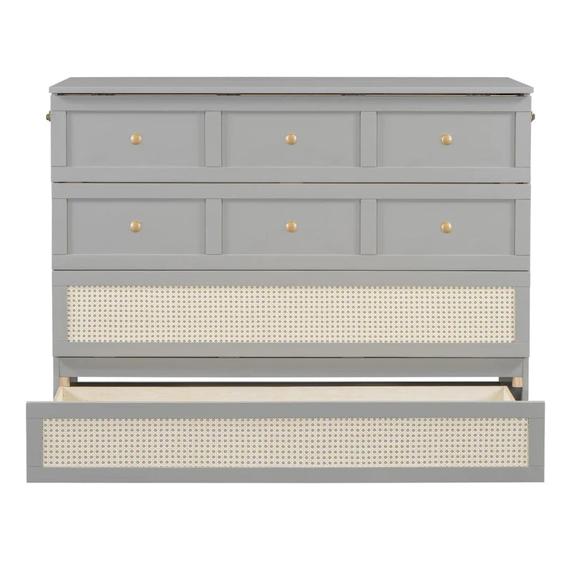 Letto a scomparsa matrimoniale grigio con contenitore versatile e ampi cassetti