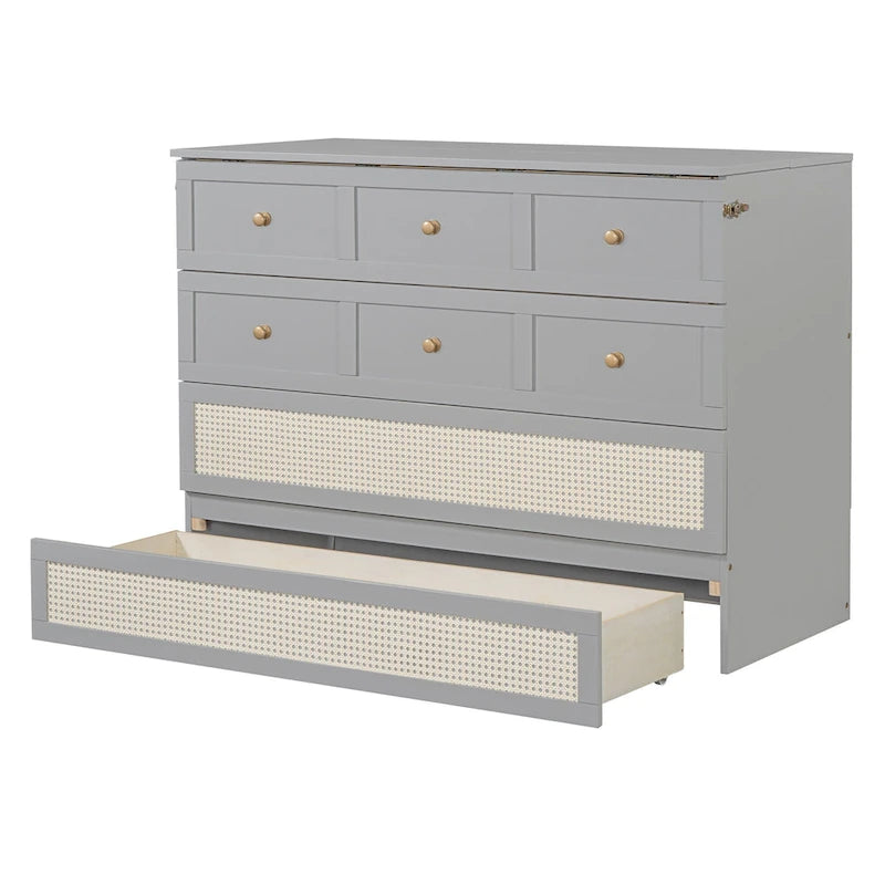 Letto a scomparsa matrimoniale grigio con contenitore versatile e ampi cassetti