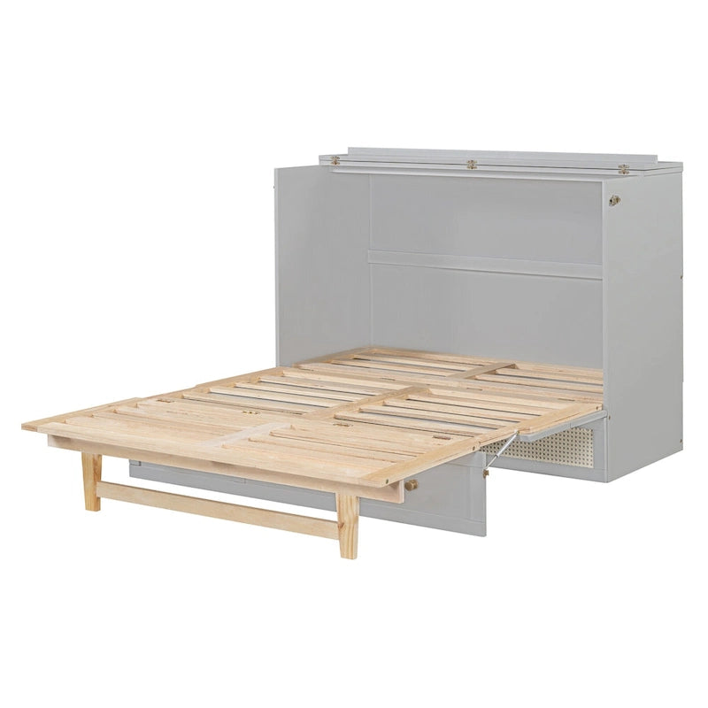 Letto a scomparsa matrimoniale grigio con contenitore versatile e ampi cassetti