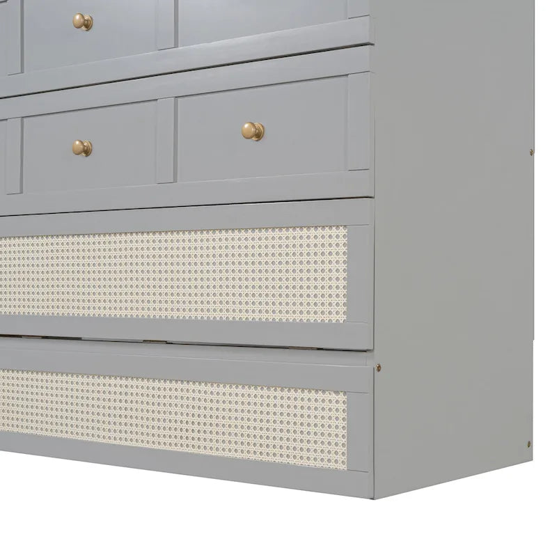 Letto a scomparsa matrimoniale grigio con contenitore versatile e ampi cassetti