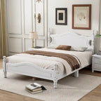 Struttura Letto a Piattaforma in Legno di Pino in Stile Retrò con Testiera e Pediera, Supporto a Doghe in Legno