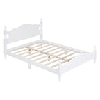 Struttura Letto a Piattaforma in Legno di Pino in Stile Retrò con Testiera e Pediera, Supporto a Doghe in Legno