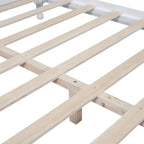 Struttura Letto a Piattaforma in Legno di Pino in Stile Retrò con Testiera e Pediera, Supporto a Doghe in Legno