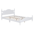 Struttura Letto a Piattaforma in Legno di Pino in Stile Retrò con Testiera e Pediera, Supporto a Doghe in Legno
