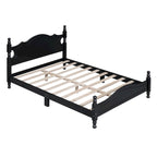 Struttura Letto a Piattaforma in Legno di Pino in Stile Retrò con Testiera e Pediera, Supporto a Doghe in Legno