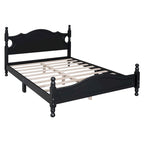 Struttura Letto a Piattaforma in Legno di Pino in Stile Retrò con Testiera e Pediera, Supporto a Doghe in Legno