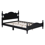 Struttura Letto a Piattaforma in Legno di Pino in Stile Retrò con Testiera e Pediera, Supporto a Doghe in Legno