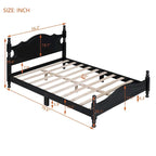 Struttura Letto a Piattaforma in Legno di Pino in Stile Retrò con Testiera e Pediera, Supporto a Doghe in Legno