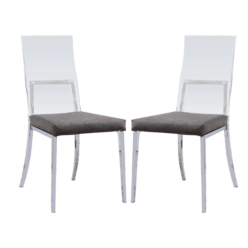 Set di 2 Sedie da Pranzo in Acrilico, Similpelle e Metallo