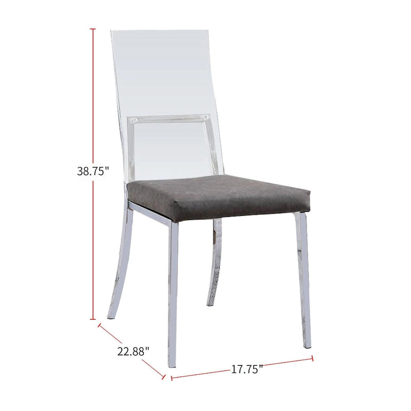 Set di 2 Sedie da Pranzo in Acrilico, Similpelle e Metallo